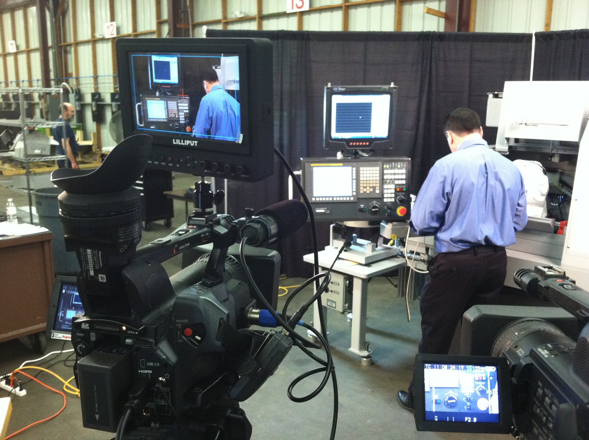 Two-camera trade show shoot of a CNC machine demo