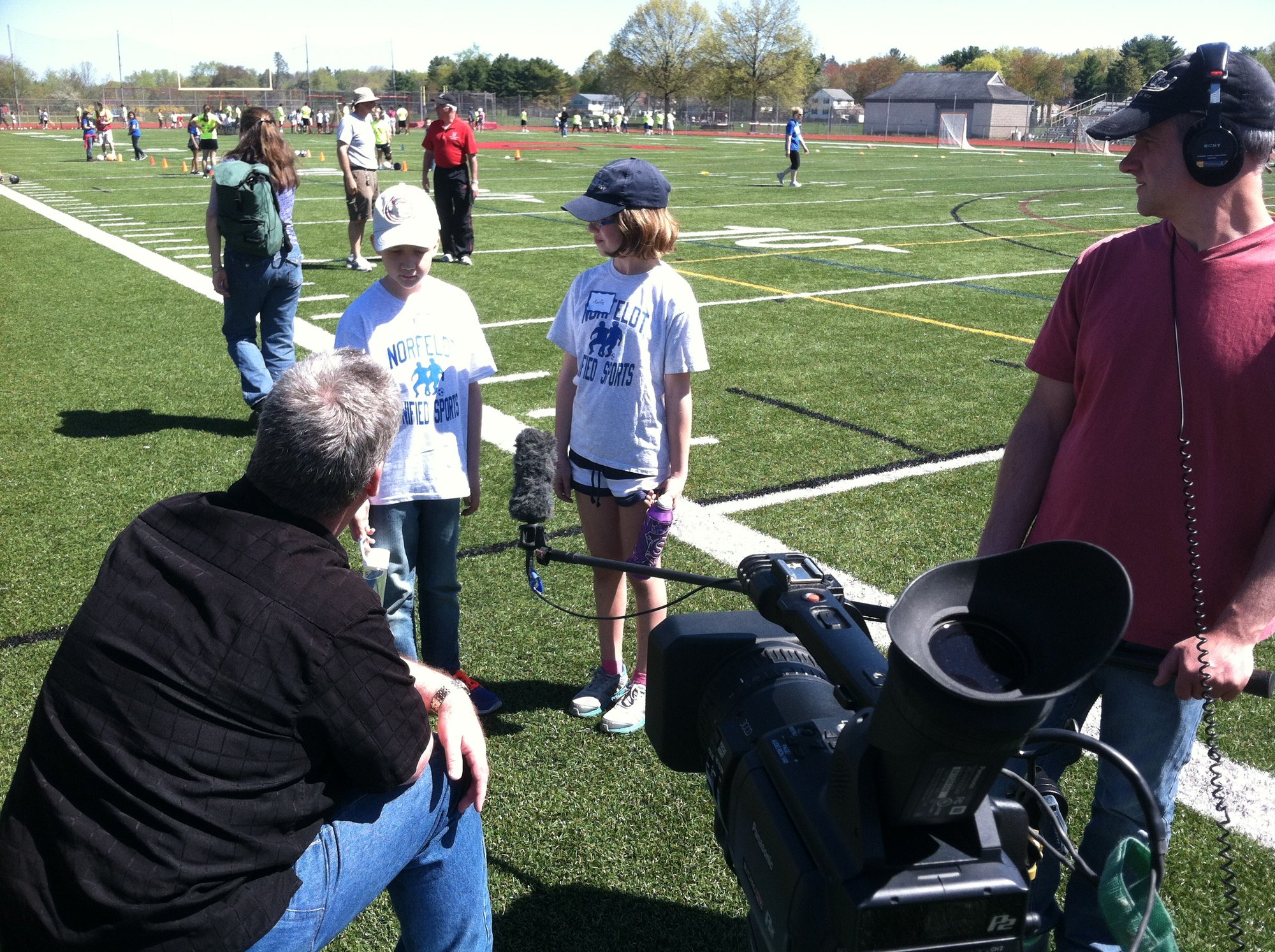 On-field interview at a Unified Sports event